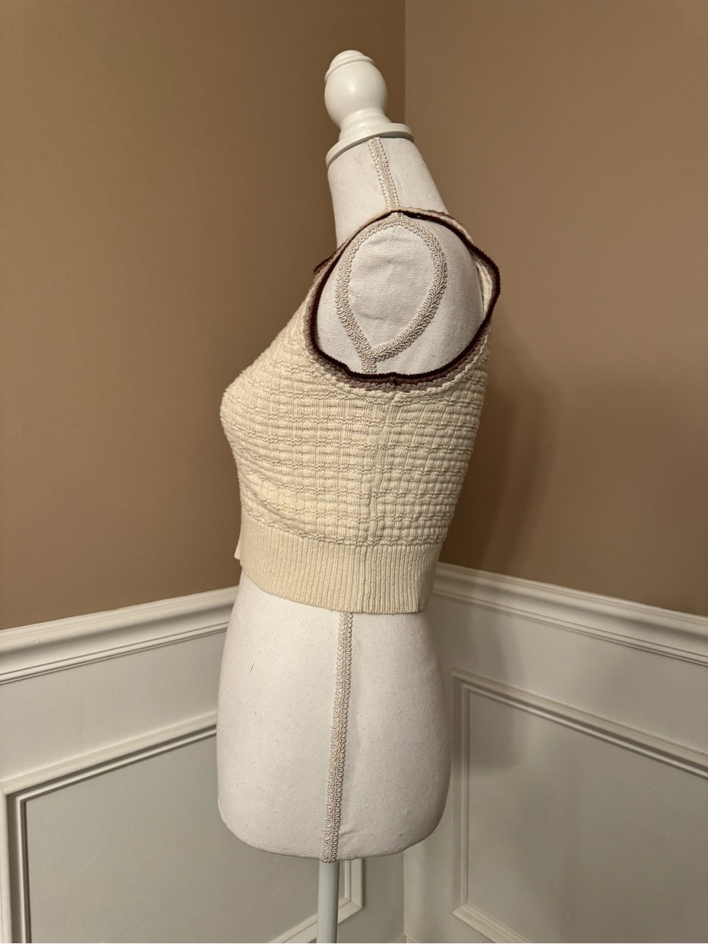Sincerely Jules Cream Knit Tank Top Size Small Boho Minimalist Sleeveless - Picture 5 of 11